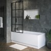 Rutland Single Ended Square Bath with Front Panel &amp; Black Grid Screen - Left Hand 1800 x 800