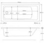 Rutland Single Ended Square Bath with Front Panel & Black Grid Screen - Right Hand  1800 x 800