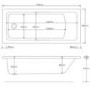 Single Ended Shower Bath with Front Panel & Black Bath Screen 1800 x 800mm - Rutland