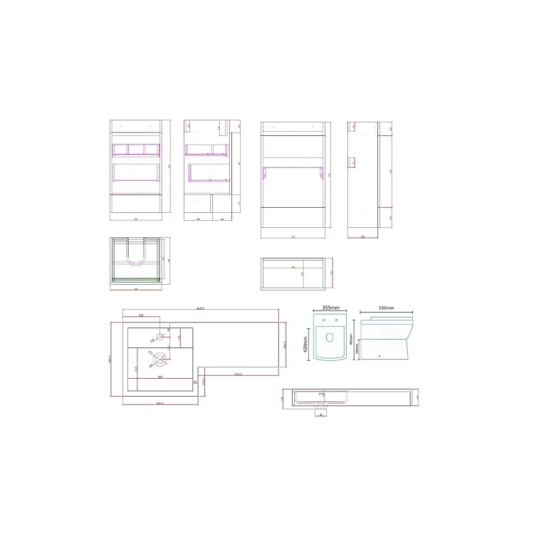 Agora Left Hand and Burford Shower Bath Furniture Suite