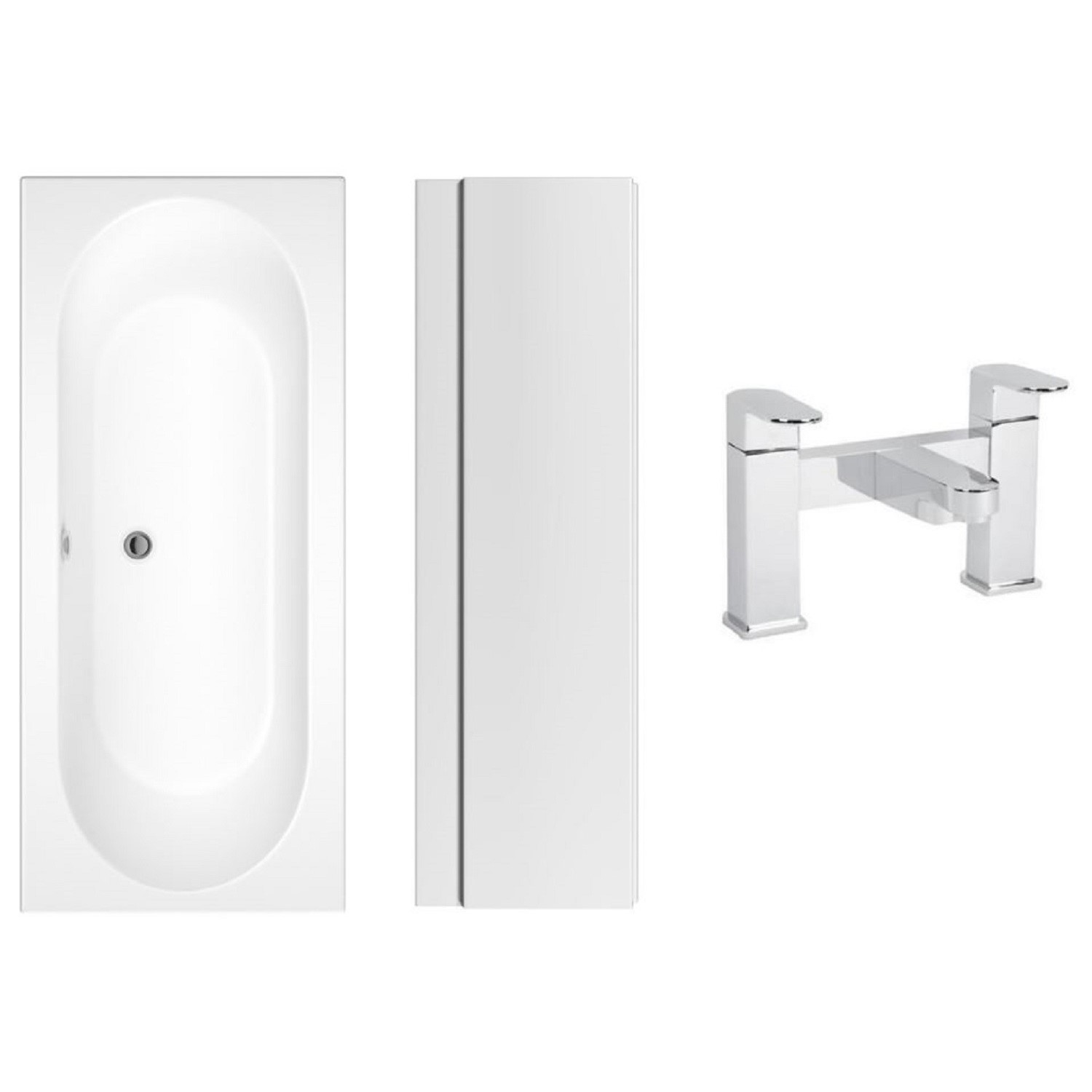 1700 x 750 Burford Double Ended Round Bath with Front Panel and Como Bath Filler