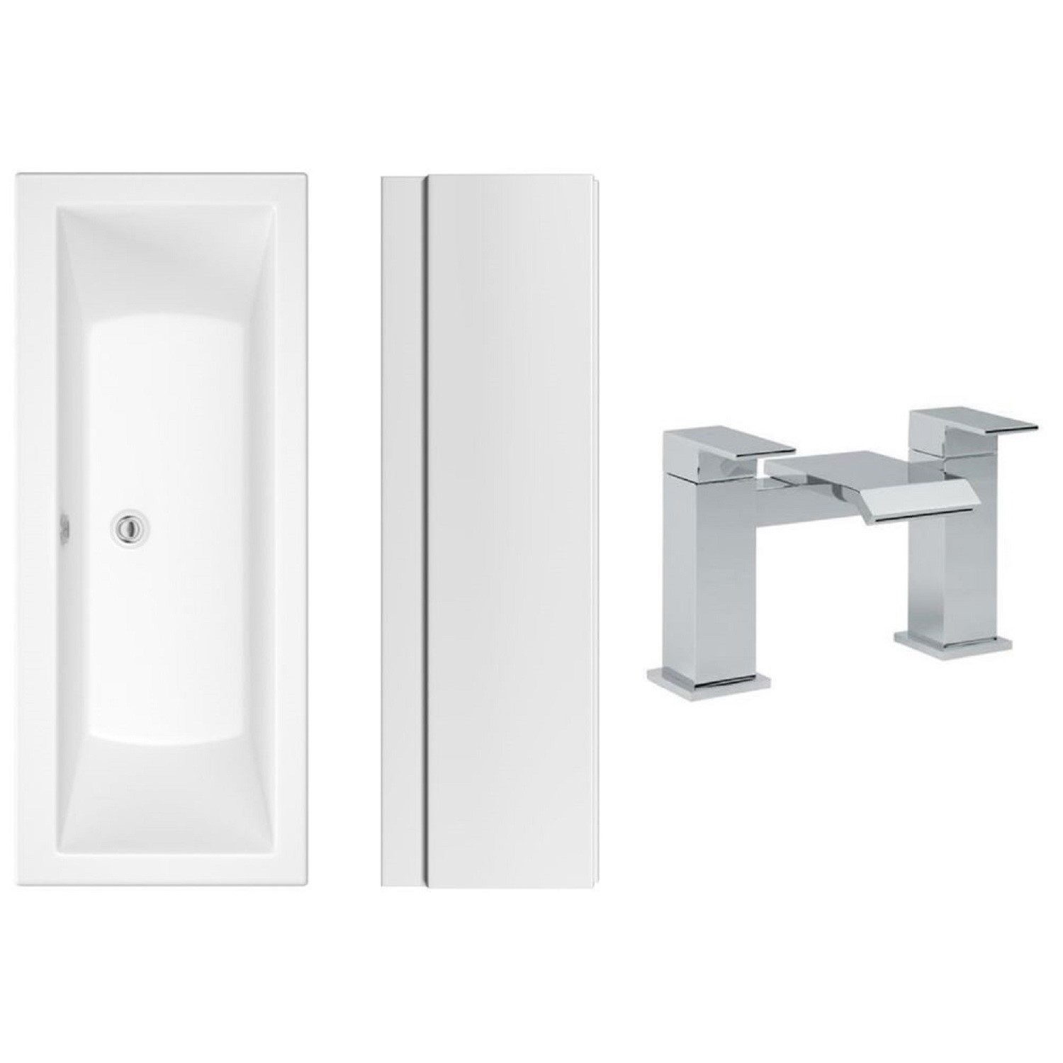 1700 x 750 Chiltern Double Ended Square Bath with Front Panel and Aqua Bath Filler