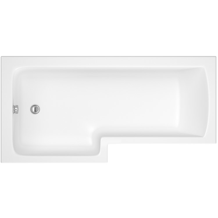 L Shaped Shower Bath with Front Panel & Black Bath Screen, Left Hand 1500 x 850mm - Lomax