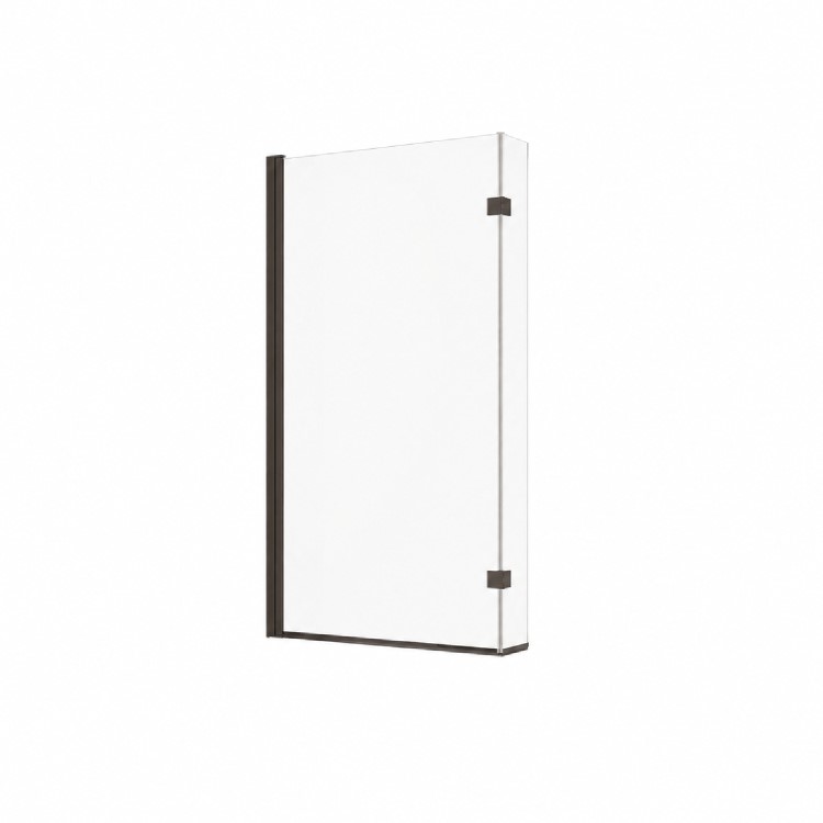 L Shaped Shower Bath with Front Panel & Black Bath Screen, Left Hand 1500 x 850mm - Lomax