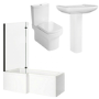 1500mm Left Hand Black Shower Bath Suite with Toilet Basin & Panels - Lomax