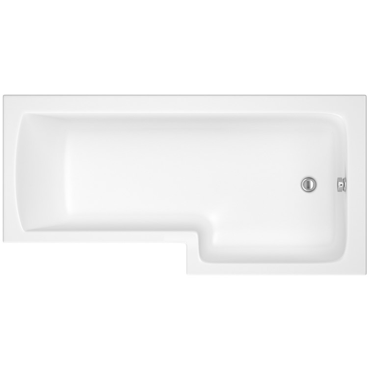 L Shaped Shower Bath with Front Panel & Brushed Brass Bath Screen, Left Hand 1500 x 850mm - Lomax