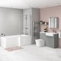 Bali Matt Grey Toilet and Basin Vanity Combination Unit and Right Hand L Shape Bath Suite 