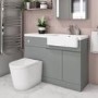 Bali Matt Grey Toilet and Basin Vanity Combination Unit and Right Hand L Shape Bath Suite 