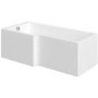 Lomax 1500 x 850 L Shaped Shower Bath Right Hand with Front Panel and Chrome Bath Screen