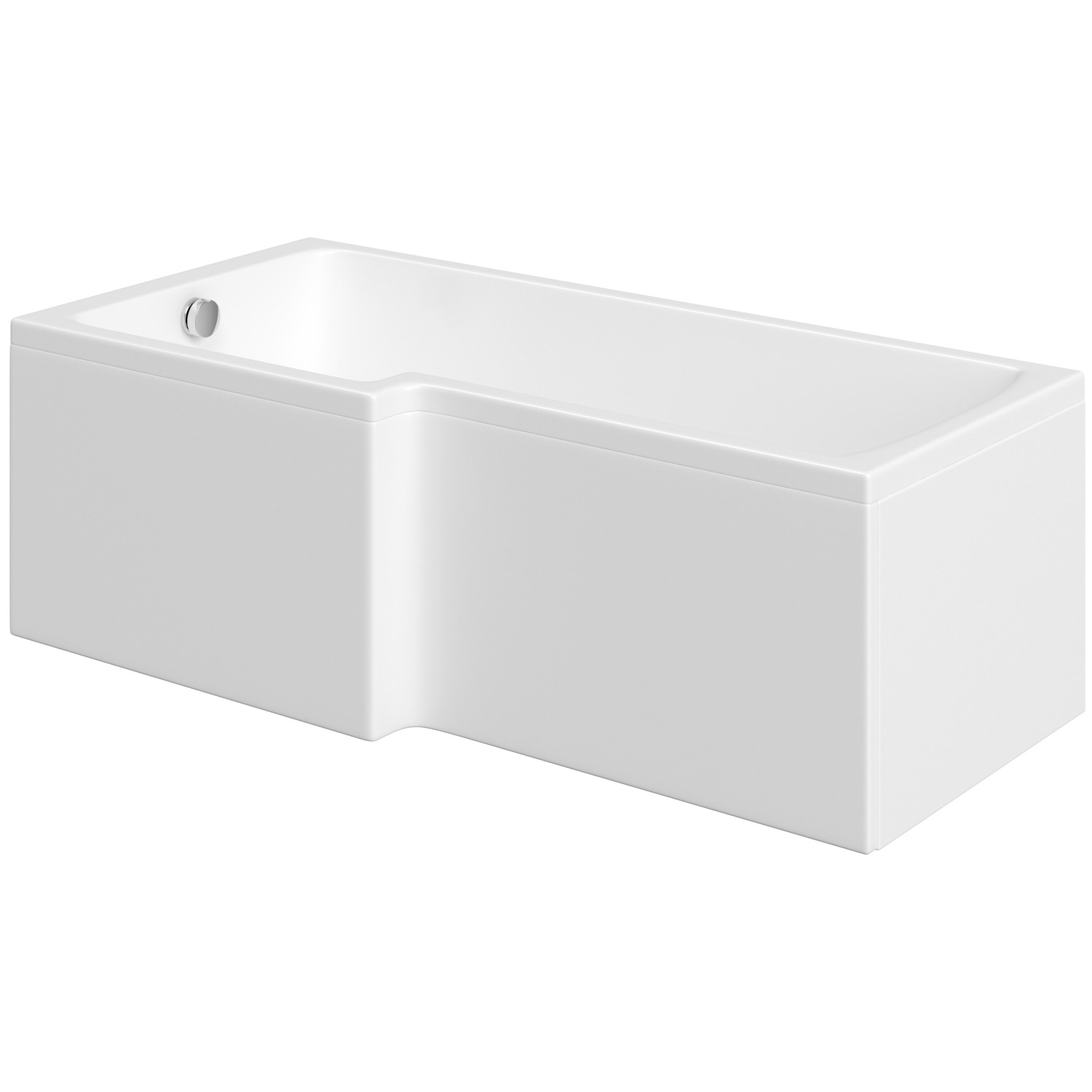 L-Shaped Shower Bath Left Hand 1700 x 850mm White Acrylic Modern Bathroom Tub - Picture 14 of 23