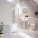 BUN/BeBa_24889/87019 1500mm Right Hand Shower Bath Suite with Toilet Basin & Panels - Lomax