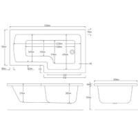 1500mm Right Hand Shower Bath Suite with Toilet Basin & Panels - Lomax