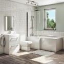 BUN/BeBa_24890/76856 1700mm L Shaped Bath Suite with 600mm Vanity Unit with Basin & Toilet - Left Hand - Ashford
