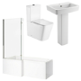 1700mm Left Hand Shower Bath Suite with Toilet Basin & Panels - Lomax