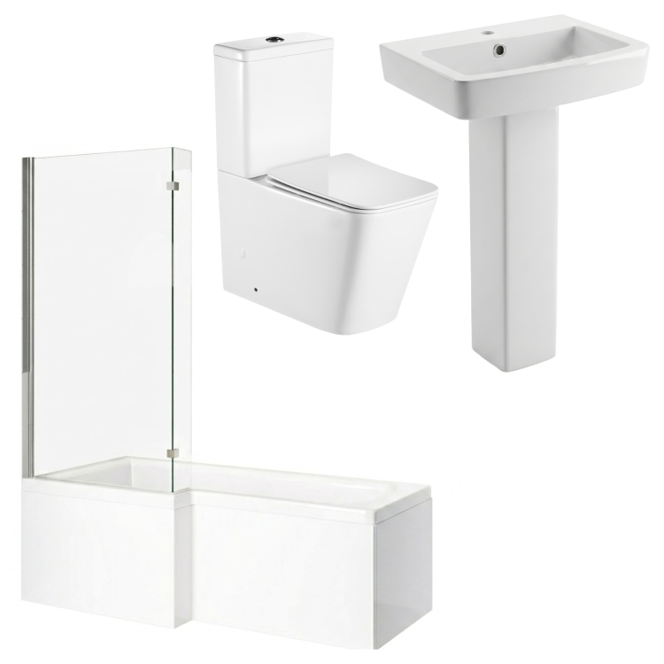 1700mm Left Hand Shower Bath Suite with Toilet Basin & Panels - Lomax