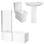 1700mm Left Hand Shower Bath Suite with Toilet Basin & Panels - Lomax