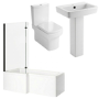 1700mm Left Hand Black Shower Bath Suite with Toilet Basin & Panels - Lomax