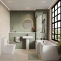 1700mm Left Hand Black Shower Bath Suite with Toilet Basin & Panels - Lomax