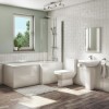 1700mm L Shaped Shower Bath Suite with Screen and Toilet &amp; Basin - Right Hand - Tabor