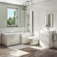 1700mm L Shaped Bath Suite with 600mm Vanity Unit with Basin & Toilet - Right Hand - Ashford 1700mm L Shaped Bath Suite with 600mm Vanity Unit with Basin & Toilet - Right Hand - Ashford