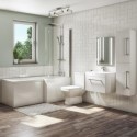 BUN/BeBa_24891/76859 1700mm L Shaped Bath Suite with 600mm Wall Hung  Vanity Unit with Basin & Toilet - Right Hand - Ashford