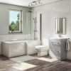 1700mm L Shaped Bath Suite - 600mm Vanity Unit with Basin &amp; Toilet - Grey - Right  Hand - Ashford