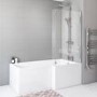 L Shaped Shower Bath with Front Panel & Chrome Bath Screen, Right Hand 1700 x 850mm - Lomax