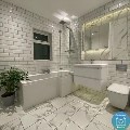 L Shape Shower Bath Right Hand with Front Panel & Chrome Bath Screen with Towel Rail 1700 x 850mm - Lomax