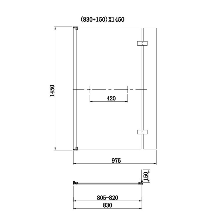 L Shape Shower Bath Right Hand with Front Panel & Black Bath Screen with Towel Rail 1700 x 850mm - Lomax
