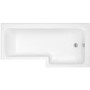 L Shape Shower Bath Right Hand with Front Panel & Chrome Bath Screen with Towel Rail 1700 x 850mm - Lomax