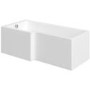 L Shape Shower Bath Right Hand with Front Panel & Chrome Bath Screen with Towel Rail 1700 x 850mm - Lomax