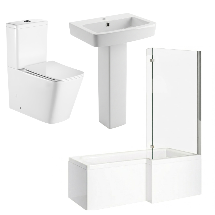 1700mm Right Hand Shower Bath Suite with Toilet Basin & Panels - Lomax