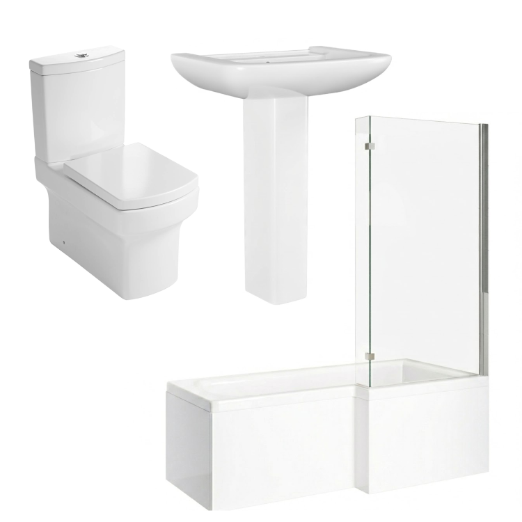 1700mm Right Hand Shower Bath Suite with Toilet Basin & Panels - Lomax