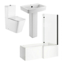 1700mm Right Hand Black Shower Bath Suite with Toilet Basin & Panels - Lomax