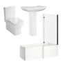1700mm Right Hand Black Shower Bath Suite with Toilet Basin & Panels - Lomax