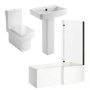 1700mm Right Hand Black Shower Bath Suite with Toilet Basin & Panels - Lomax