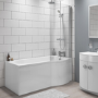 Portland Right Hand P Shape Shower Bath with Front Panel - 1700 x 850mm