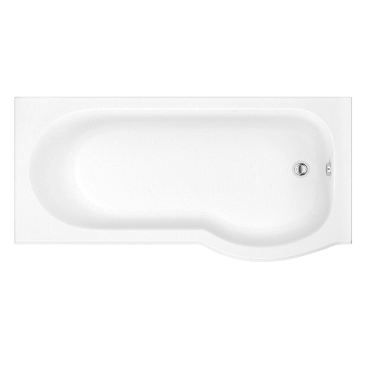 P Shape Shower Bath Right Hand with Front Panel & Chrome Bath Screen 1700 x 850mm - Portland