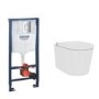 Wall Hung Smart Bidet Japanese Toilet & Grohe Frame Cistern and Chrome Flush Plate - Purificare