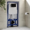 Wall Hung Smart Bidet Japanese Toilet with Heated Seat & 1160mm Frame Cistern and Black Pneumatic Flush Plate - Purificare