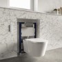 Wall Hung Smart Bidet Japanese Toilet & 820mm Frame Cistern and Chrome Pneumatic Flush Plate - Purificare