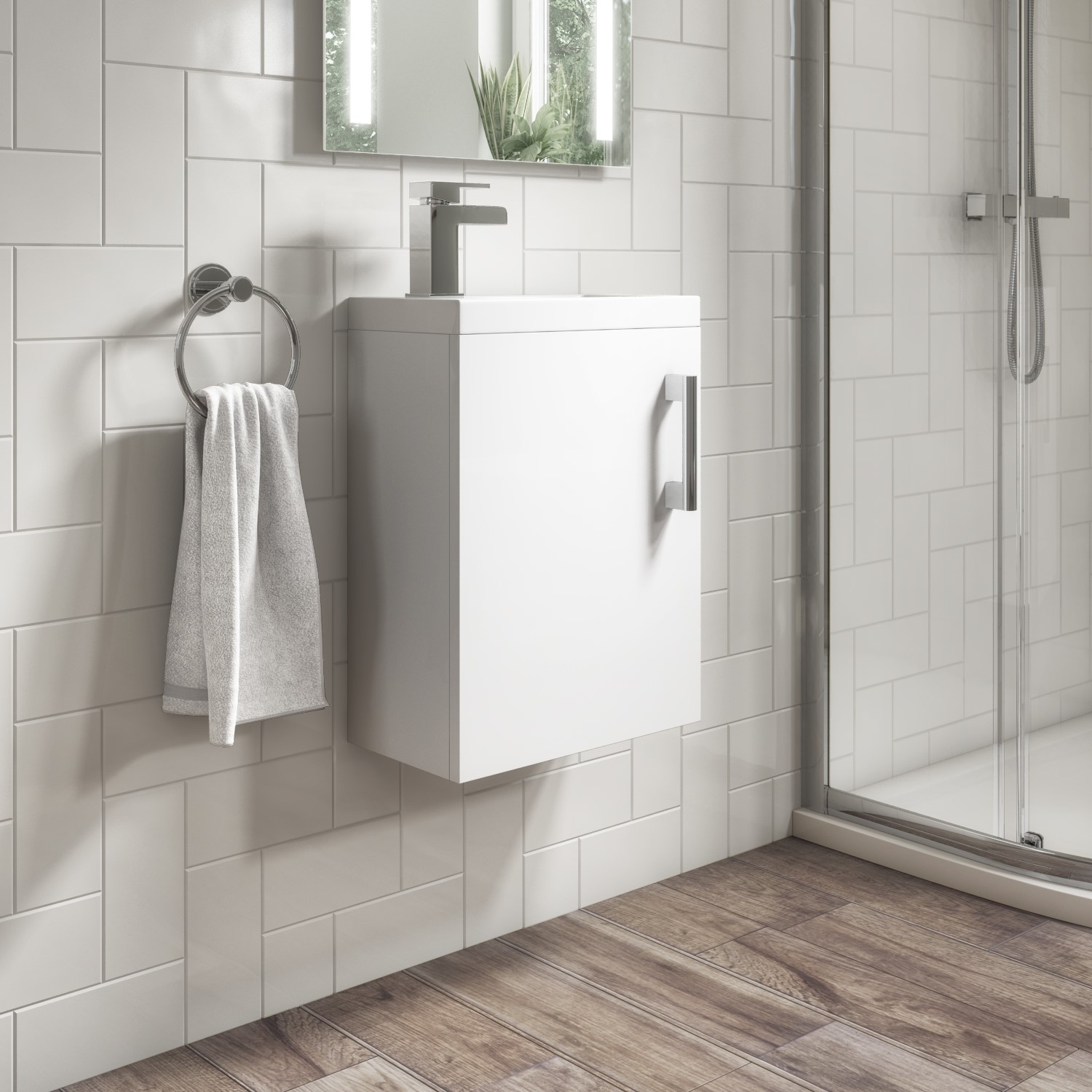 400mm White Wall Hung Cloakroom Vanity Unit with Basin - Ashford