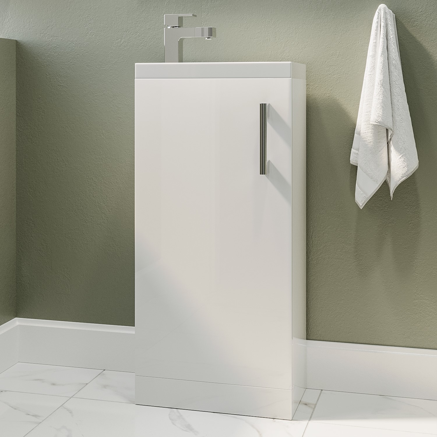 400mm White Cloakroom Vanity Unit with Basin - Ashford