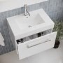 600 mm White Wall Hung Vanity Unit with Basin and Chrome Handles - Ashford