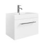 600mm White Wall Hung Vanity Unit with Basin and Chrome Handles - Ashford