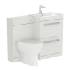 1100mm White Toilet and Sink Drawer Unit with Round Toilet and Chrome fittings - Ashford