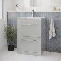 BUN/BeBa_24932/76640 600mm Grey Freestanding  Drawer Vanity Unit with Basin and Chrome Handles - Ashford