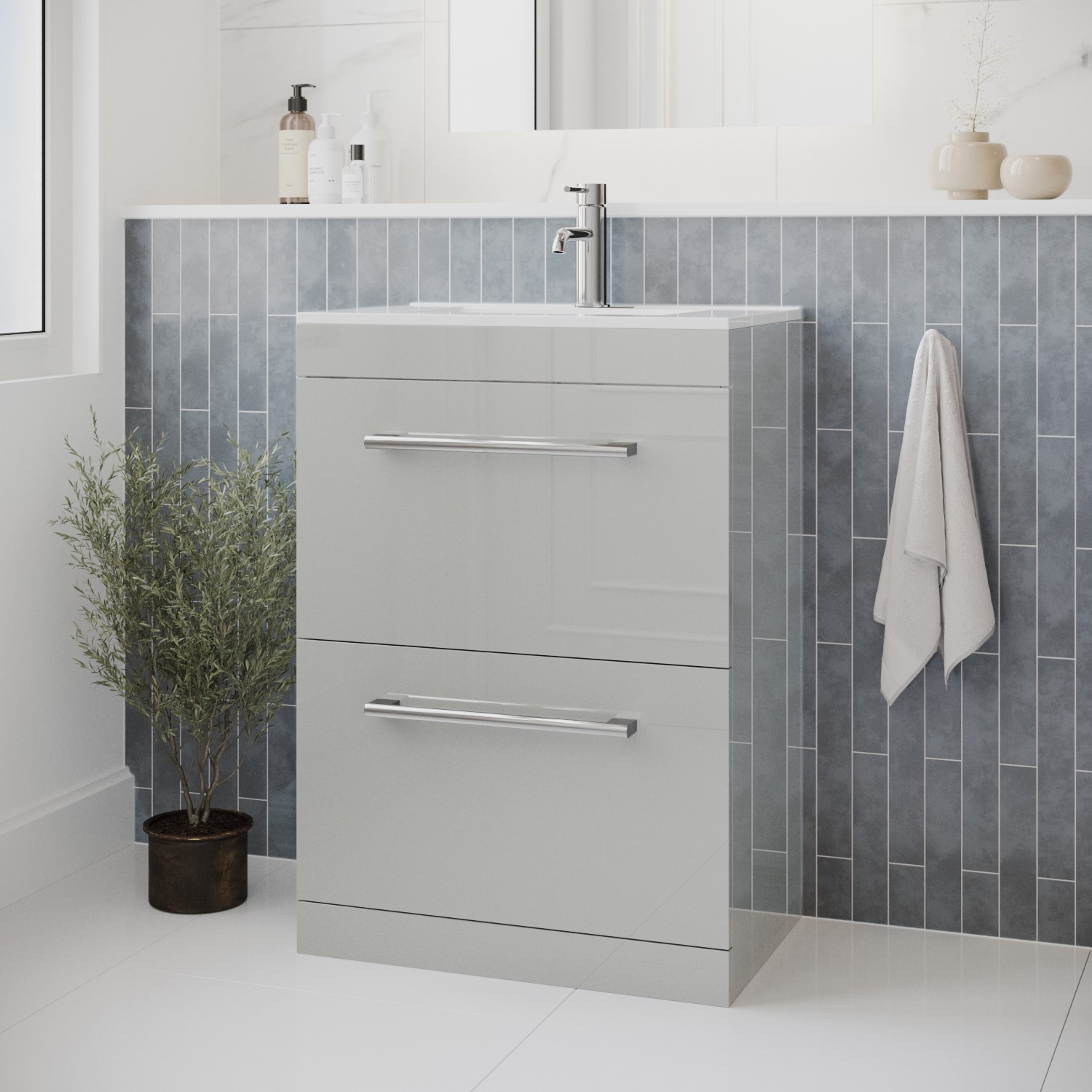 600mm Grey Vanity Unit with Basin - Ashford