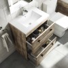 600mm Wood Effect Freestanding Vanity Unit with Basin and 2 Drawers - Ashford
