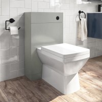 500mm Grey Back to Wall Toilet Unit and black fittings - Ashford 500mm Grey Back to Wall Toilet Unit and black fittings - Ashford